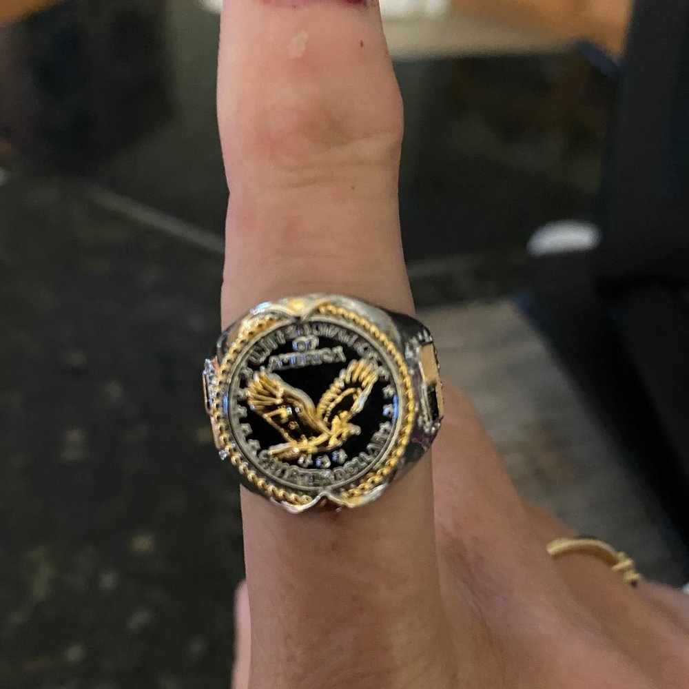 BRAND NEW AMERICAN EAGLE  USA RING sterling &gold